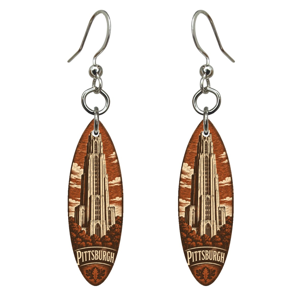 She's Choosing Pittsburgh Earrings | Woodcut | S948