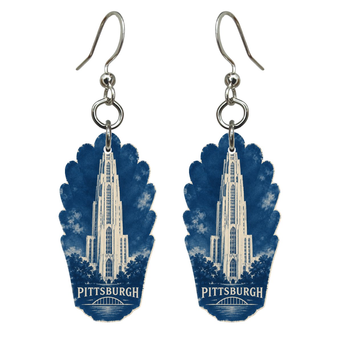 She's Choosing Pittsburgh Earrings | Cyanotype-Inspired | S949