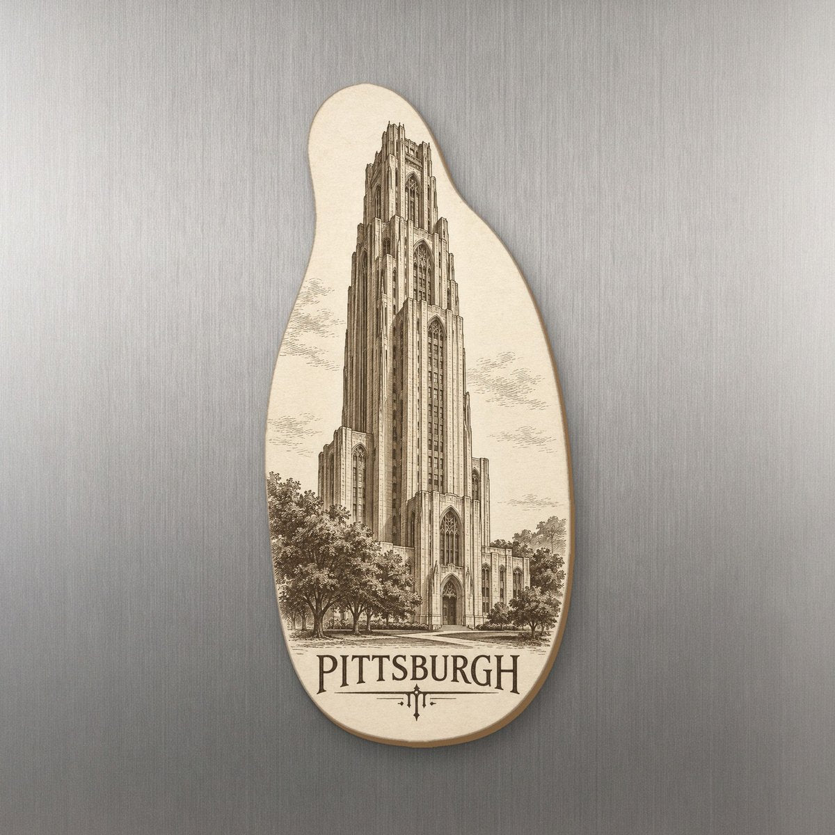 She's Choosing Pittsburgh Magnet | Etching-Inspired Linework | S950-M