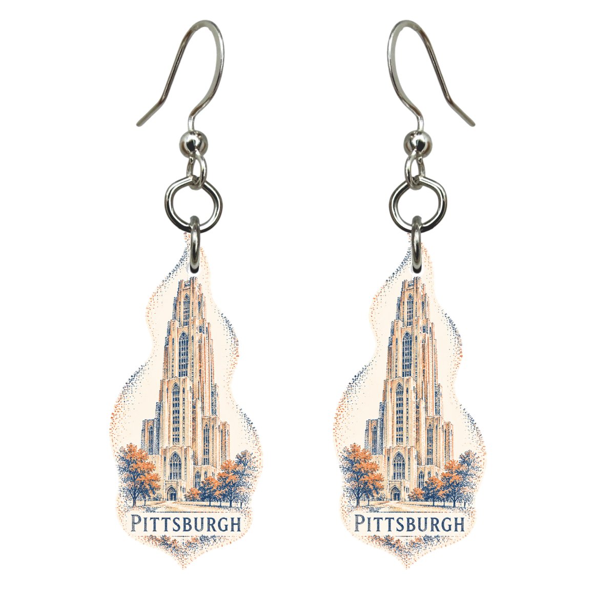 She's Choosing Pittsburgh Earrings | Sparse Pointillism | S951