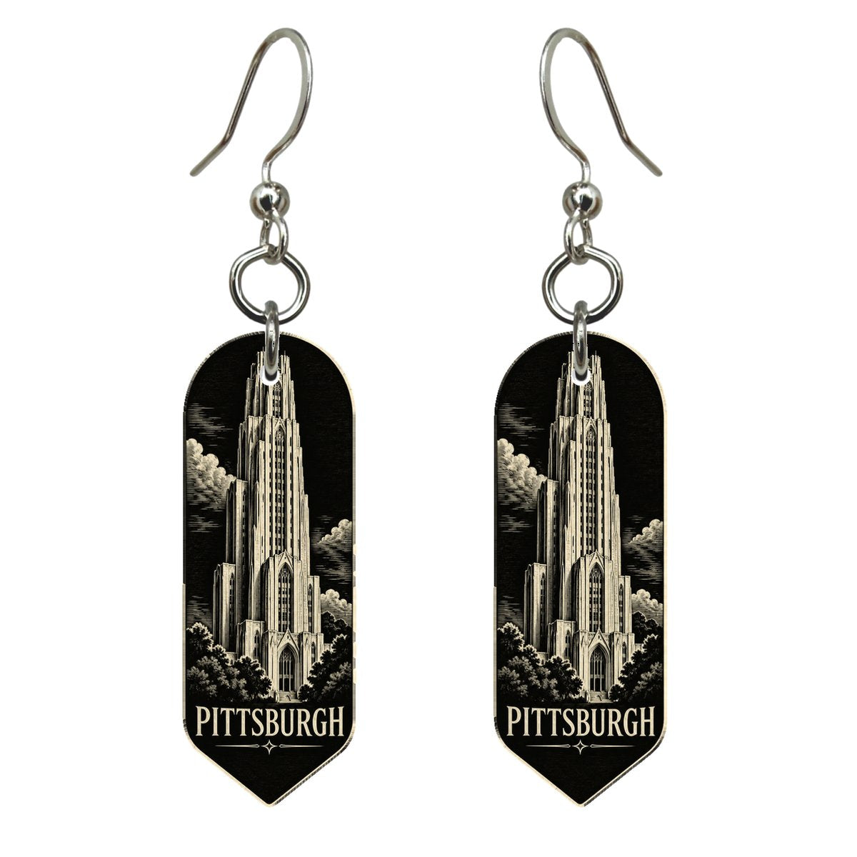 She's Choosing Pittsburgh Earrings | Scratchboard | S952