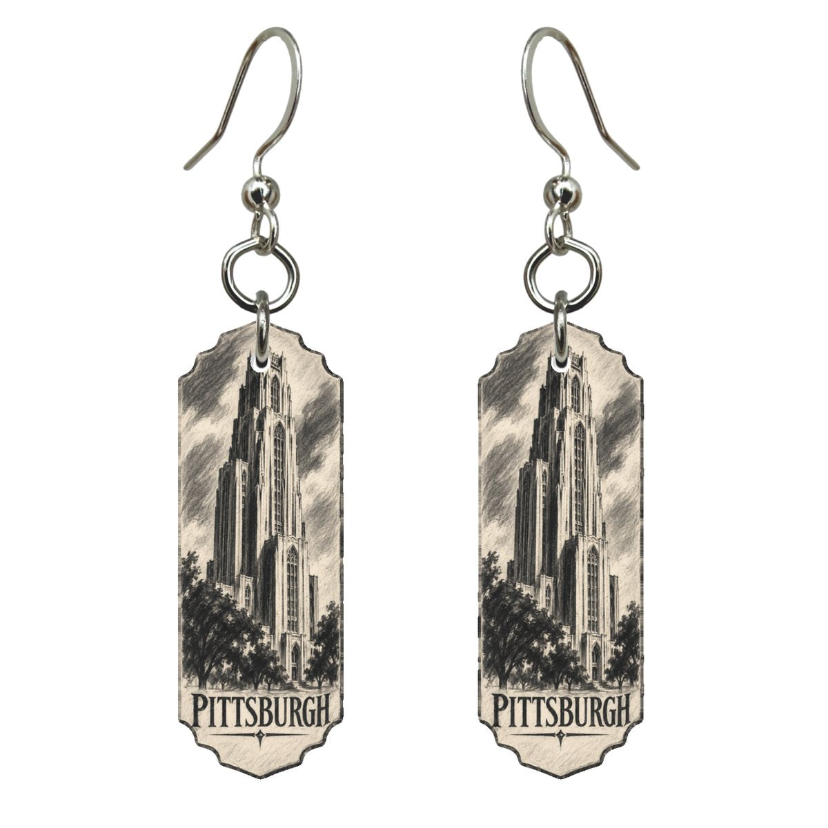 She's Choosing Pittsburgh Earrings | Charcoal Gesture | S953