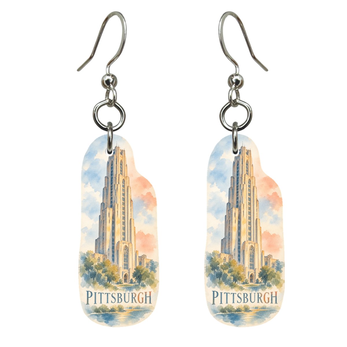 She's Choosing Pittsburgh Earrings | Restrained Watercolor | S954