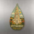 She's Choosing Pittsburgh Magnet | Naive Folk Painting | S956-M