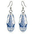 She's Choosing Pittsburgh Earrings | Blue-And-White Ceramic Illustration | S957