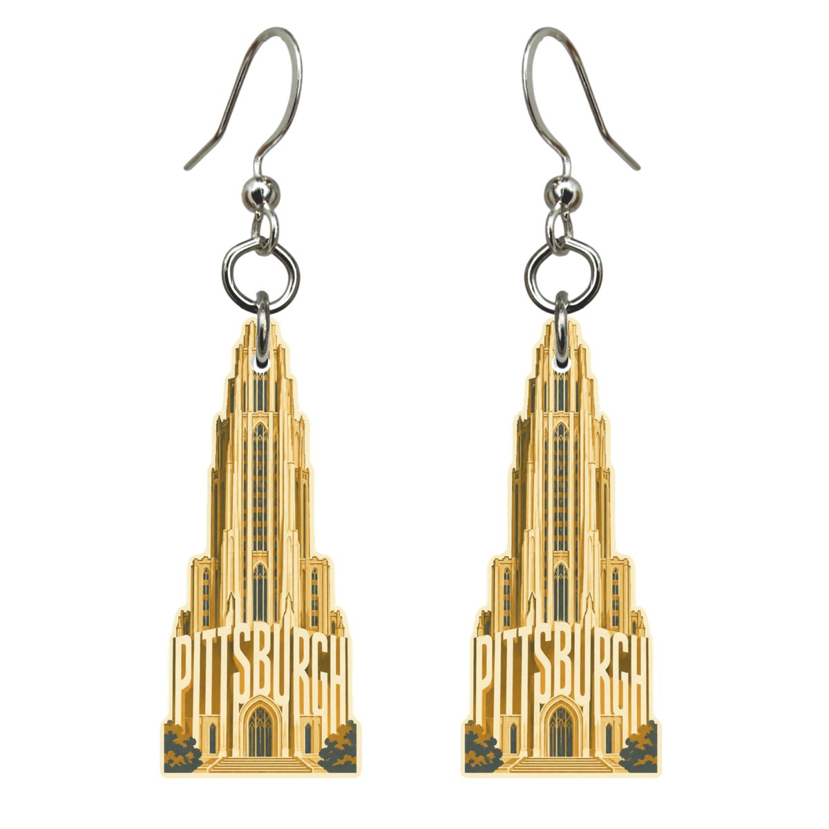 She's Choosing Pittsburgh Earrings | Typographic Illustration | S959