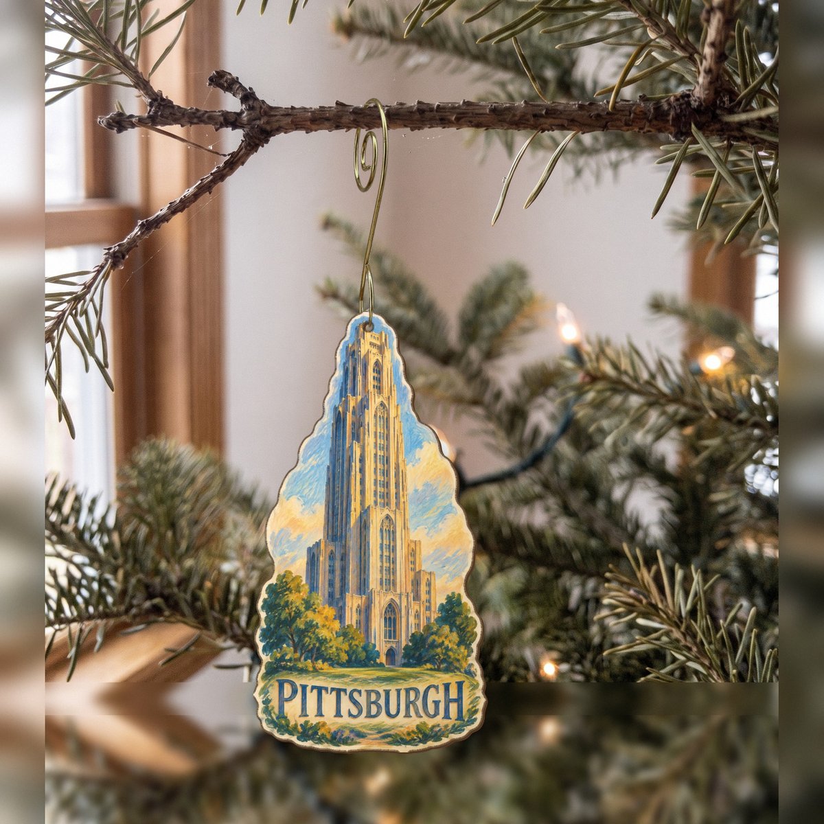 She's Choosing Pittsburgh Ornament | Colored Pencil over Gouache | S960-O
