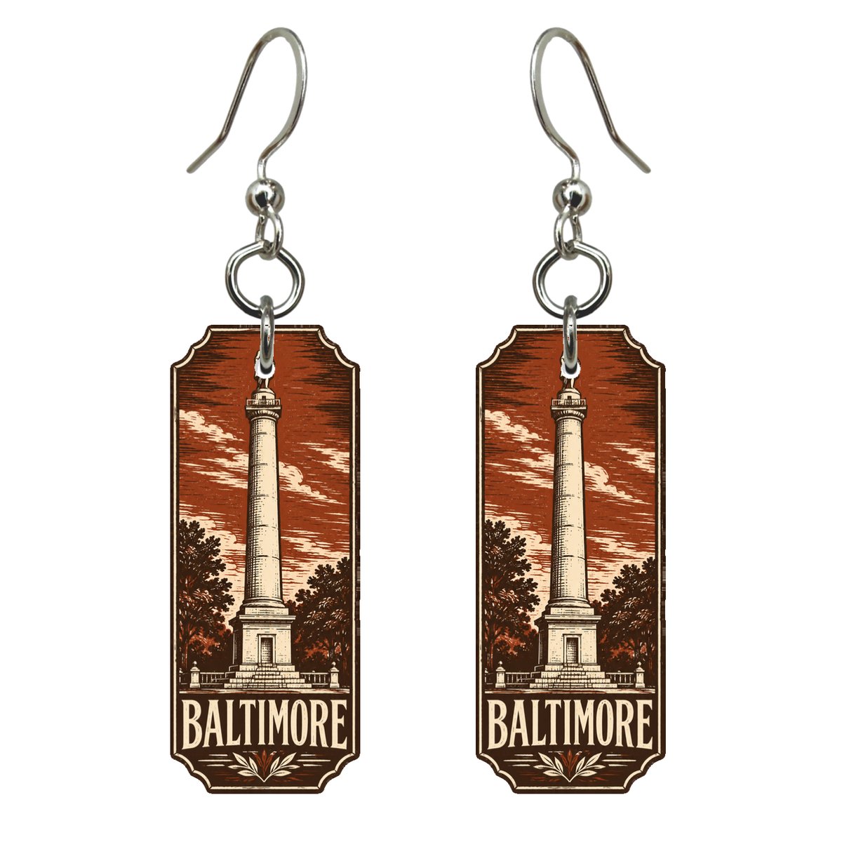 She's Choosing Baltimore Earrings | Woodcut | S966