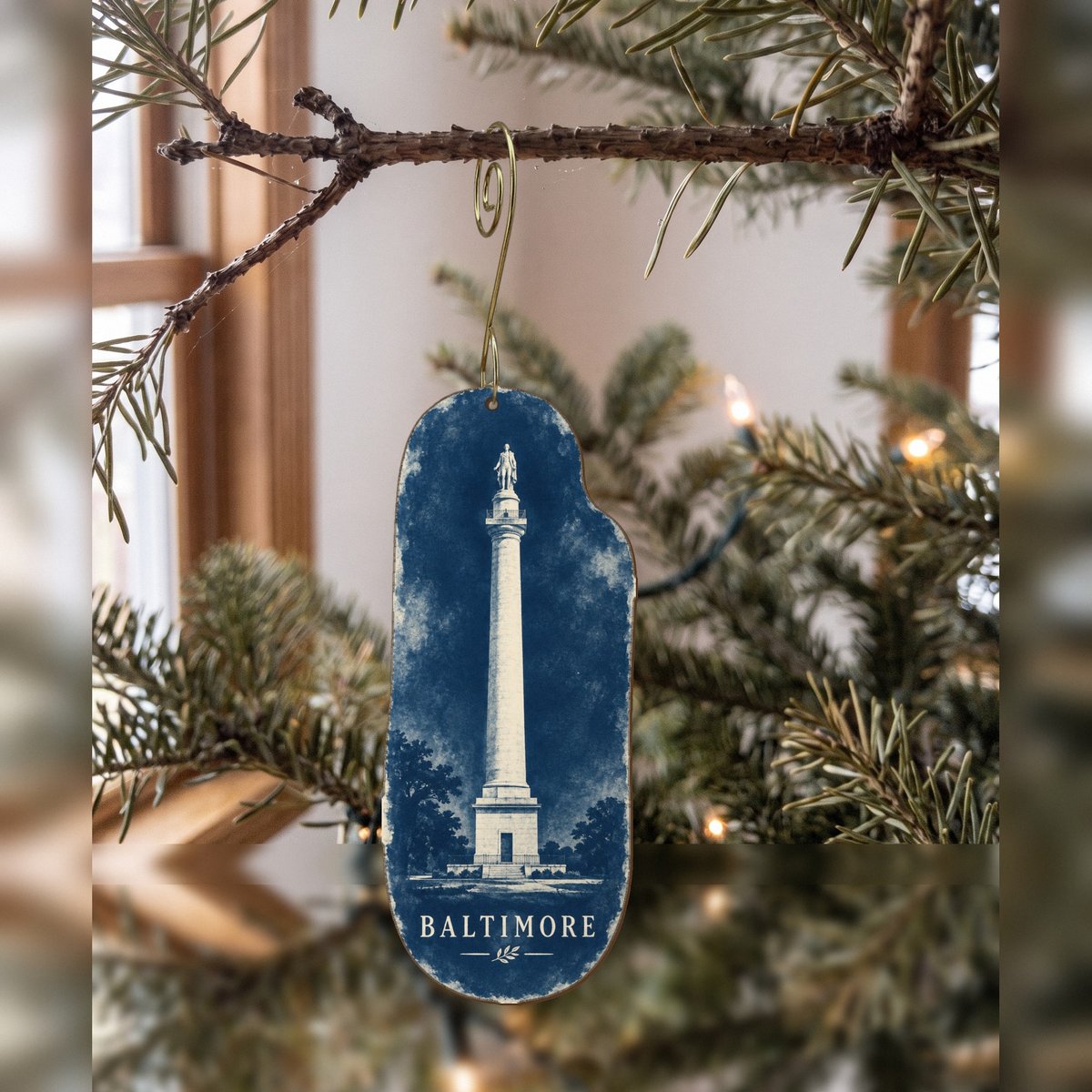 She's Choosing Baltimore Ornament | Cyanotype-Inspired | S967-O