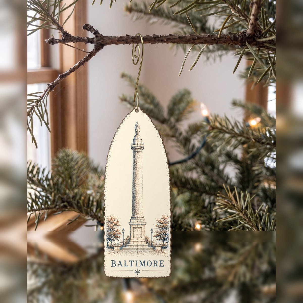 She's Choosing Baltimore Ornament | Sparse Pointillism | S969-O