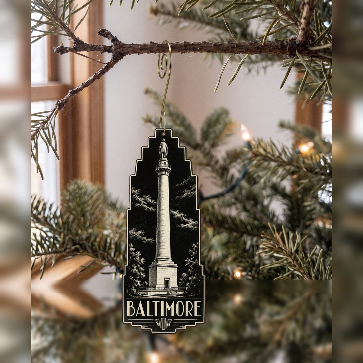 She's Choosing Baltimore Ornament | Scratchboard | S970-O