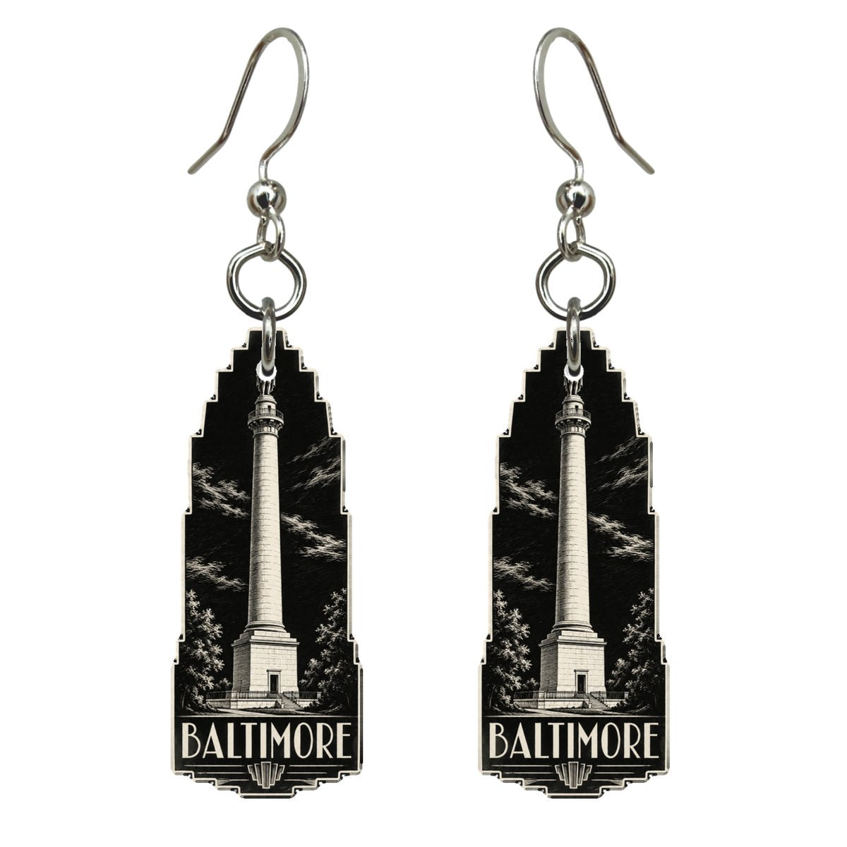 She's Choosing Baltimore Earrings | Scratchboard | S970