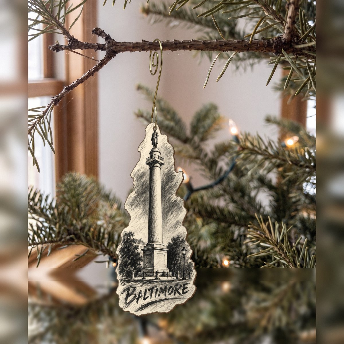 She's Choosing Baltimore Ornament | Charcoal Gesture | S971-O