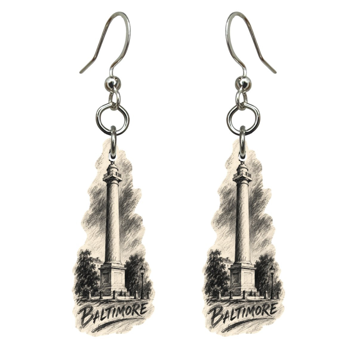 She's Choosing Baltimore Earrings | Charcoal Gesture | S971