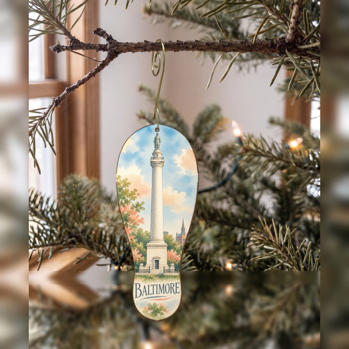 She's Choosing Baltimore Ornament | Restrained Watercolor | S972-O