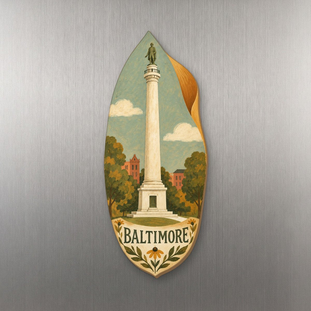 She's Choosing Baltimore Magnet | Naive Folk Painting | S974-M