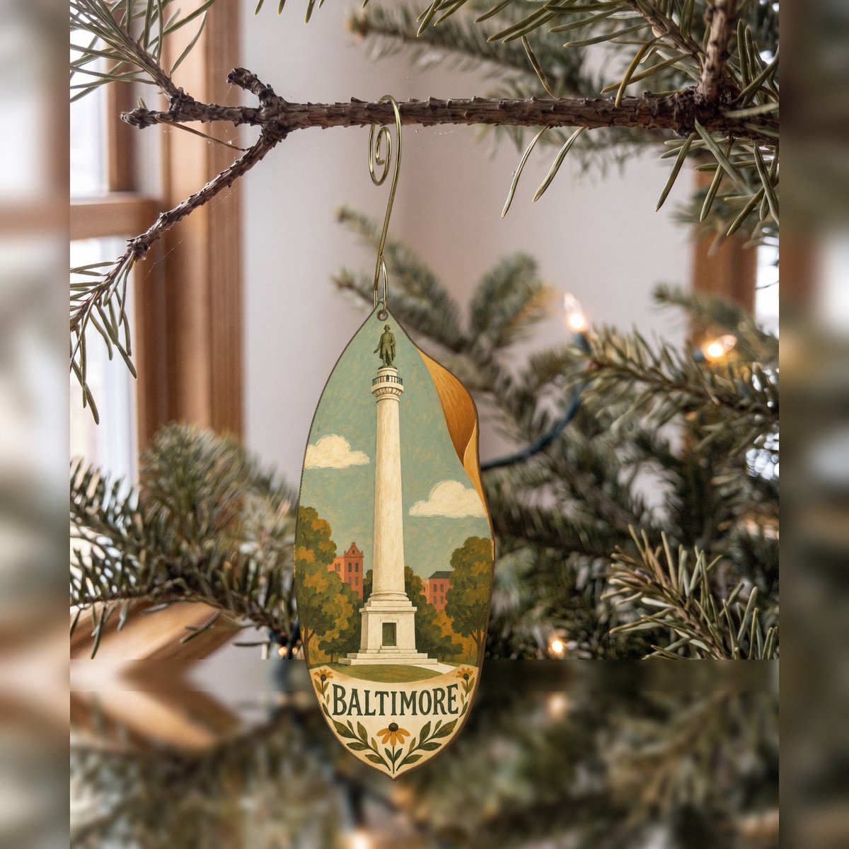 She's Choosing Baltimore Ornament | Naive Folk Painting | S974-O