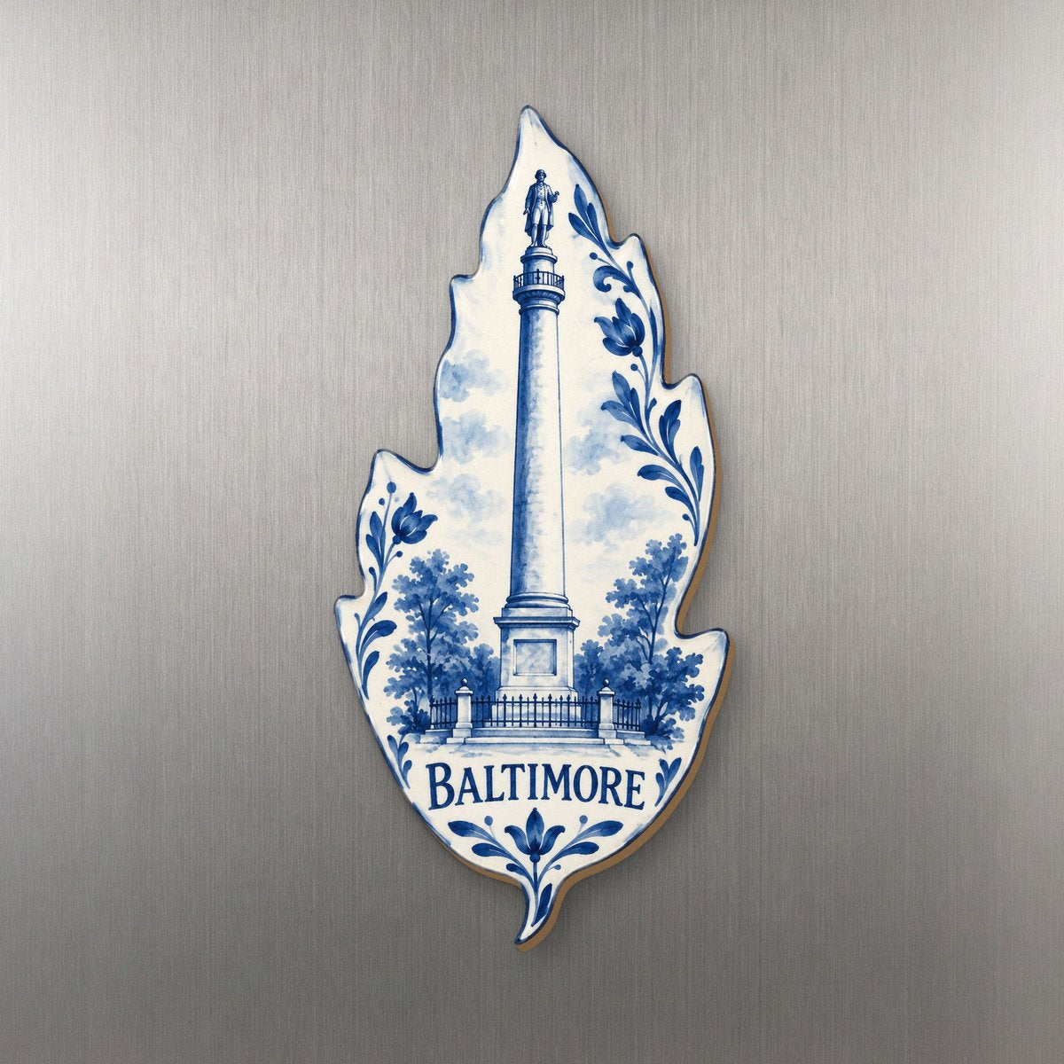 She's Choosing Baltimore Magnet | Blue-And-White Ceramic Illustration | S975-M