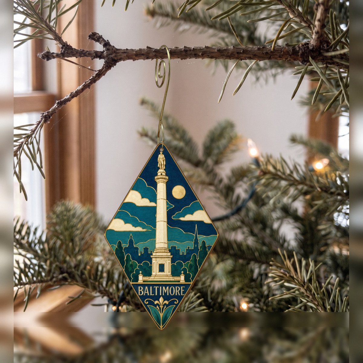 She's Choosing Baltimore Ornament | Cloisonné-Inspired Graphic | S976-O