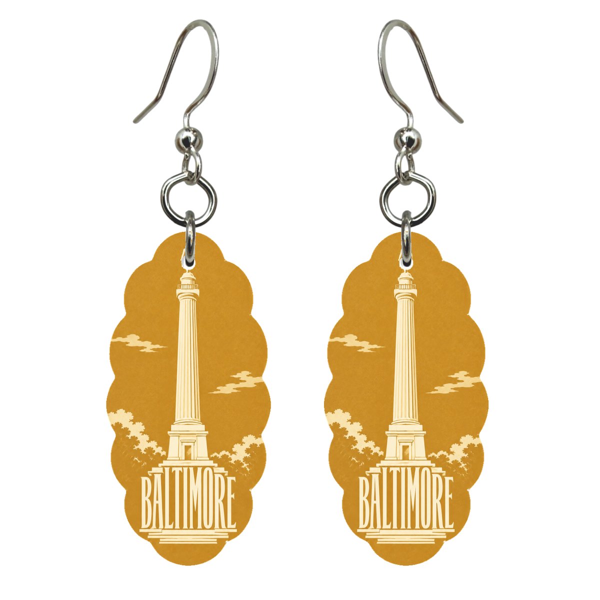 She's Choosing Baltimore Earrings | Typographic Illustration | S977