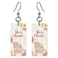 Pink Plank Floral — She's Choosing earrings, shown as a pair