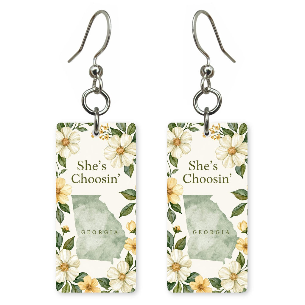 Magnolia Frame — She's Choosing earrings, shown as a pair