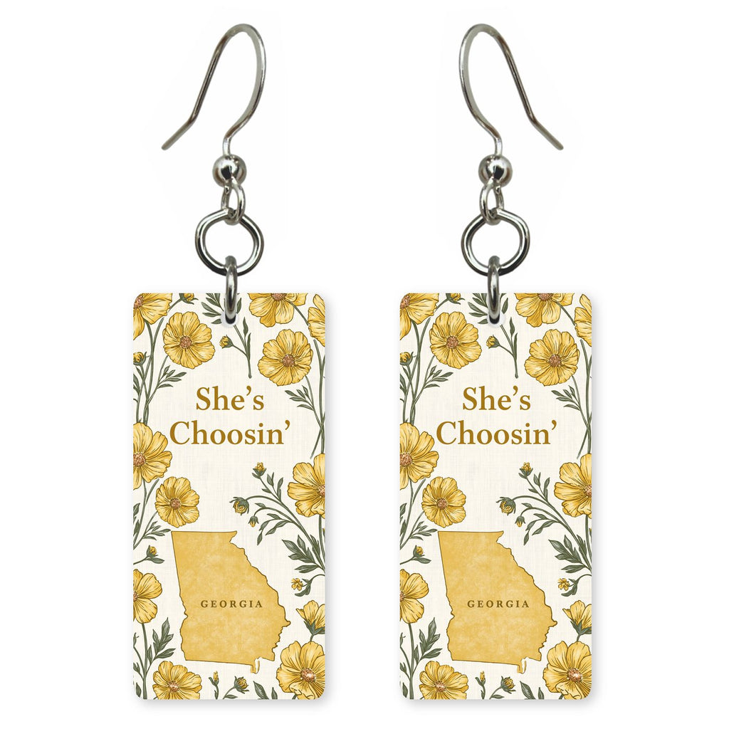 Golden Poppies — She's Choosing earrings, shown as a pair