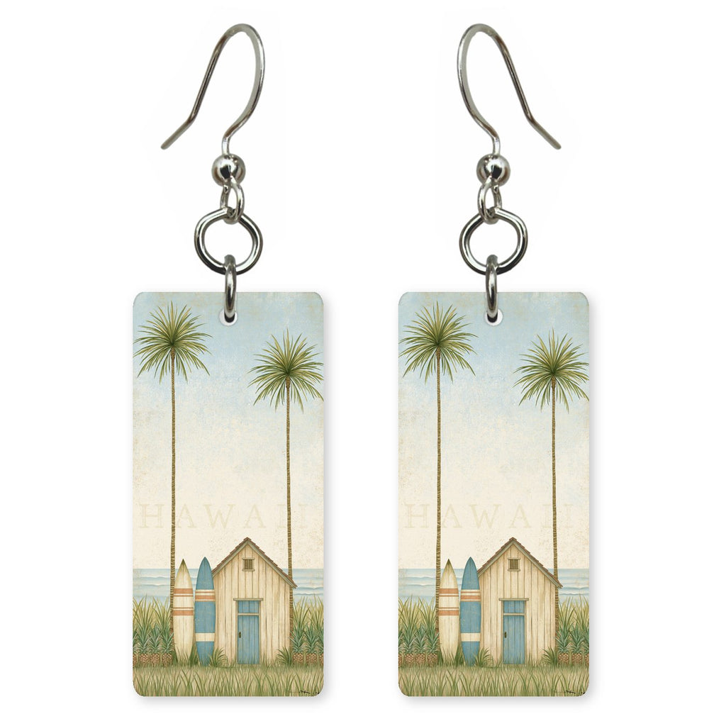 Surf Shack Palms — She's Choosing earrings, shown as a pair