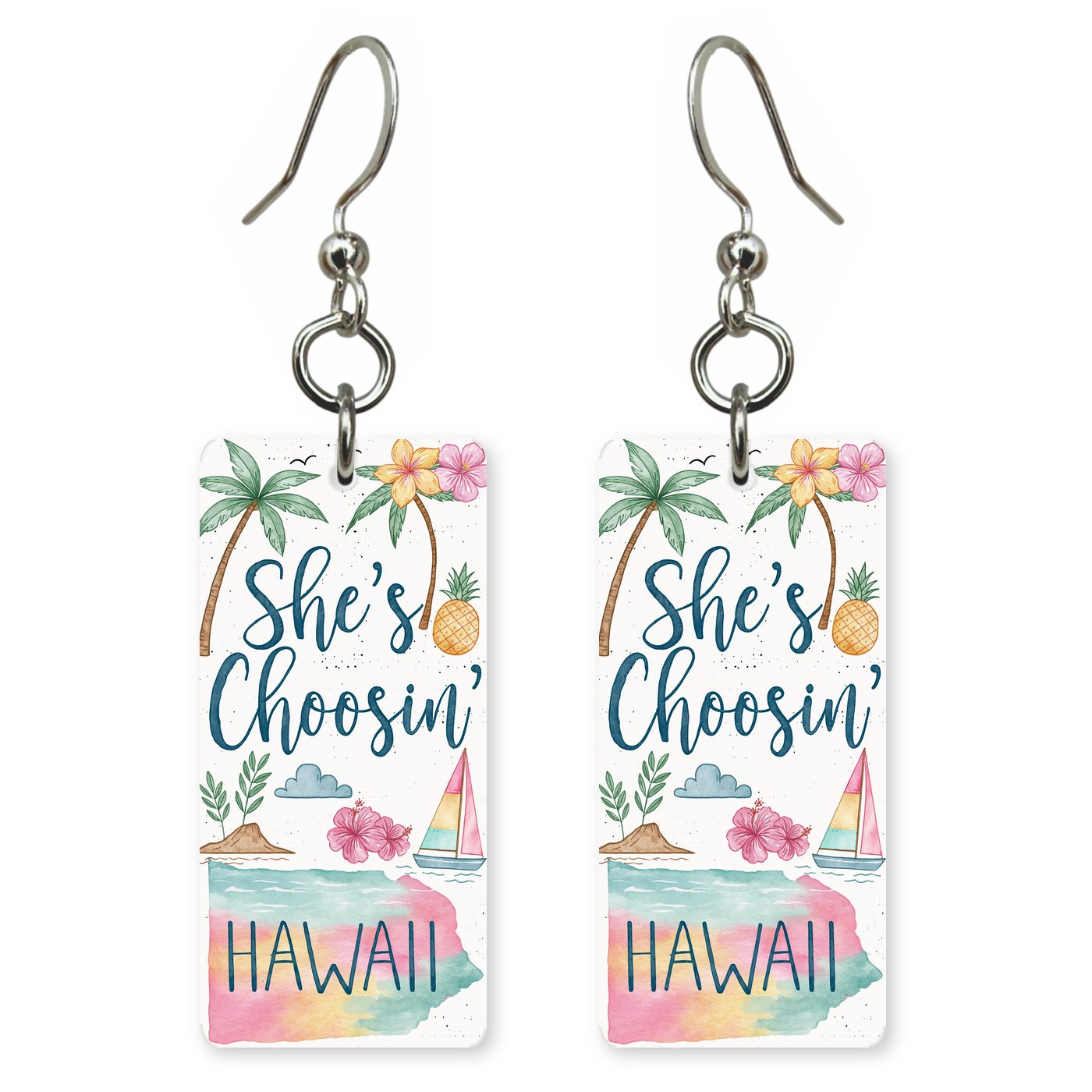 Tropical Sail — She's Choosing earrings, shown as a pair