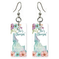 Watercolor Floral Silhouette — She's Choosing earrings, shown as a pair