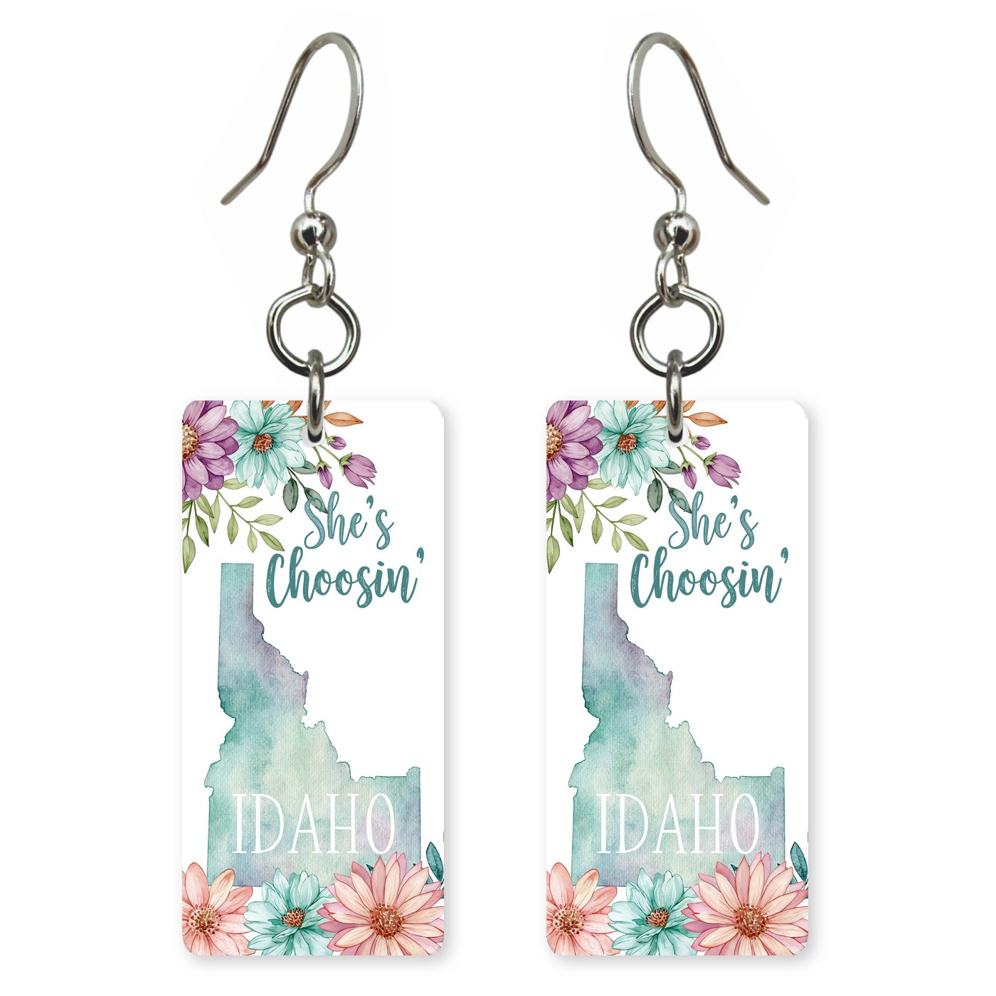 Watercolor Floral Silhouette — She's Choosing earrings, shown as a pair