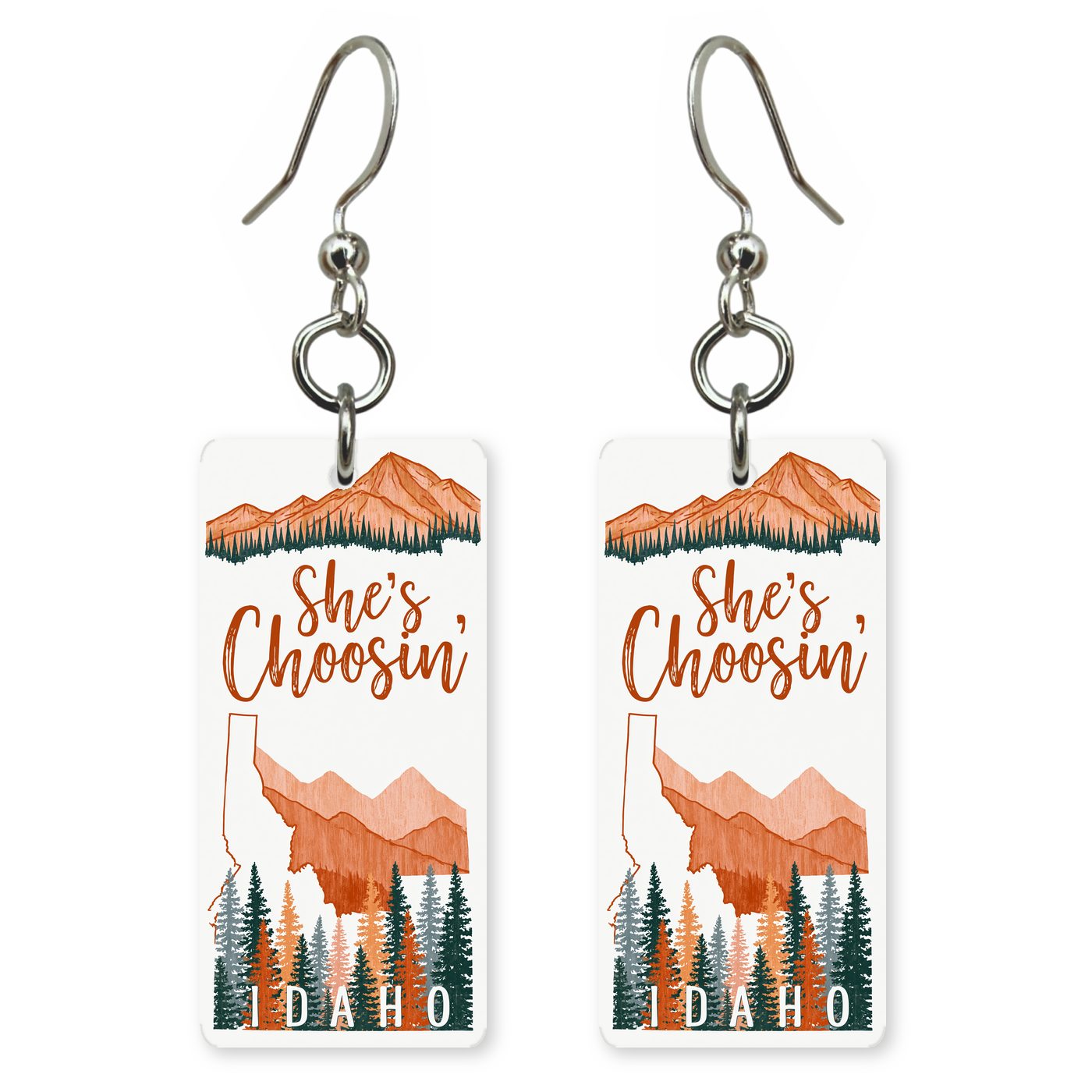 Mountain Sketch — She's Choosing earrings, shown as a pair