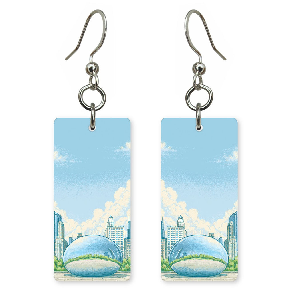 Cloud Gate Bean — She's Choosing earrings, shown as a pair