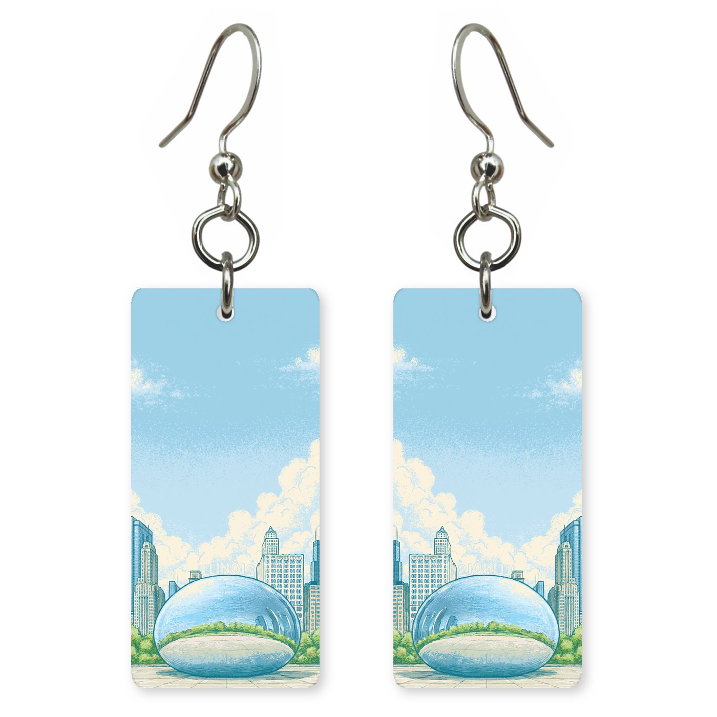 Cloud Gate Bean — She's Choosing earrings, shown as a pair