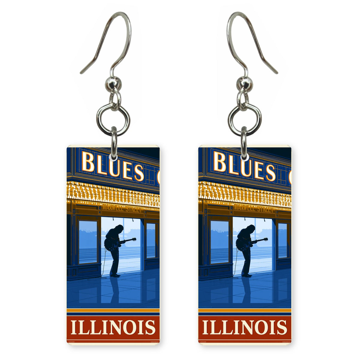 Illinois maxwell street blues earrings
