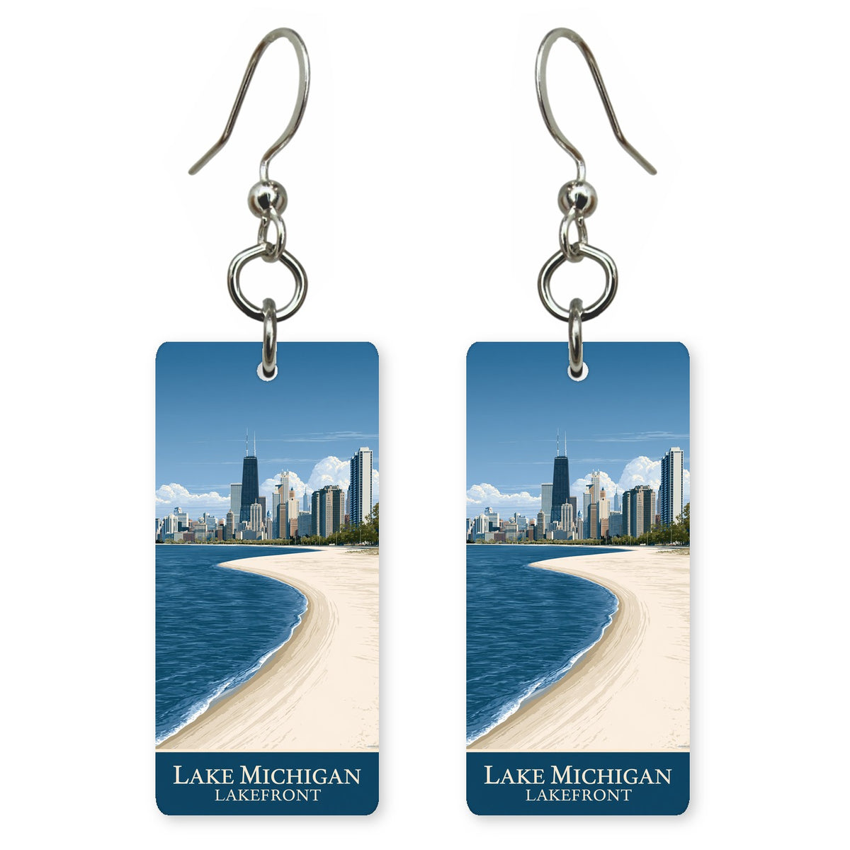 Illinois lake michigan lakefront earrings