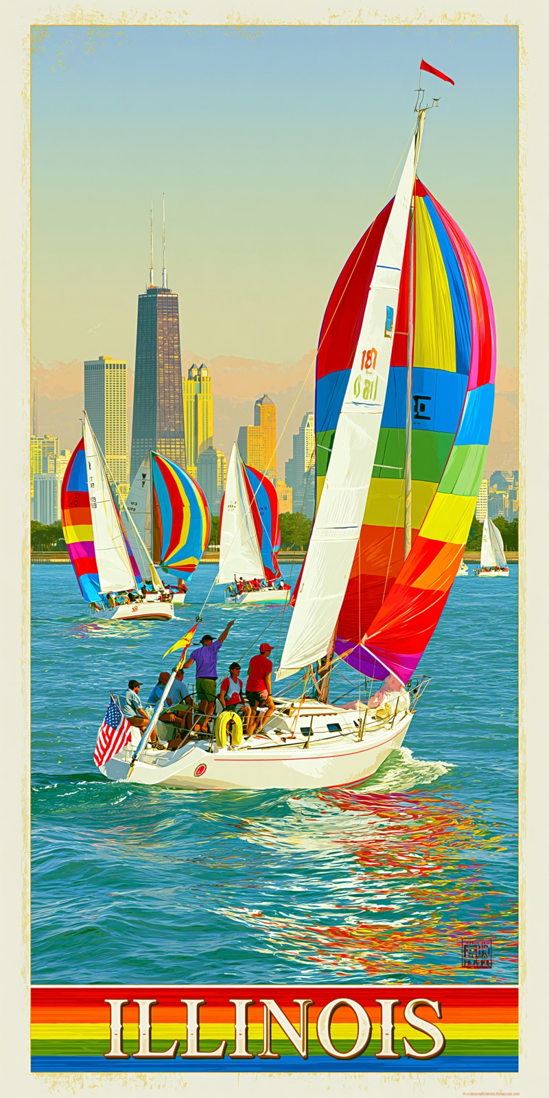 She's Choosing Illinois Earrings | Lake Michigan Regatta | SC13B3