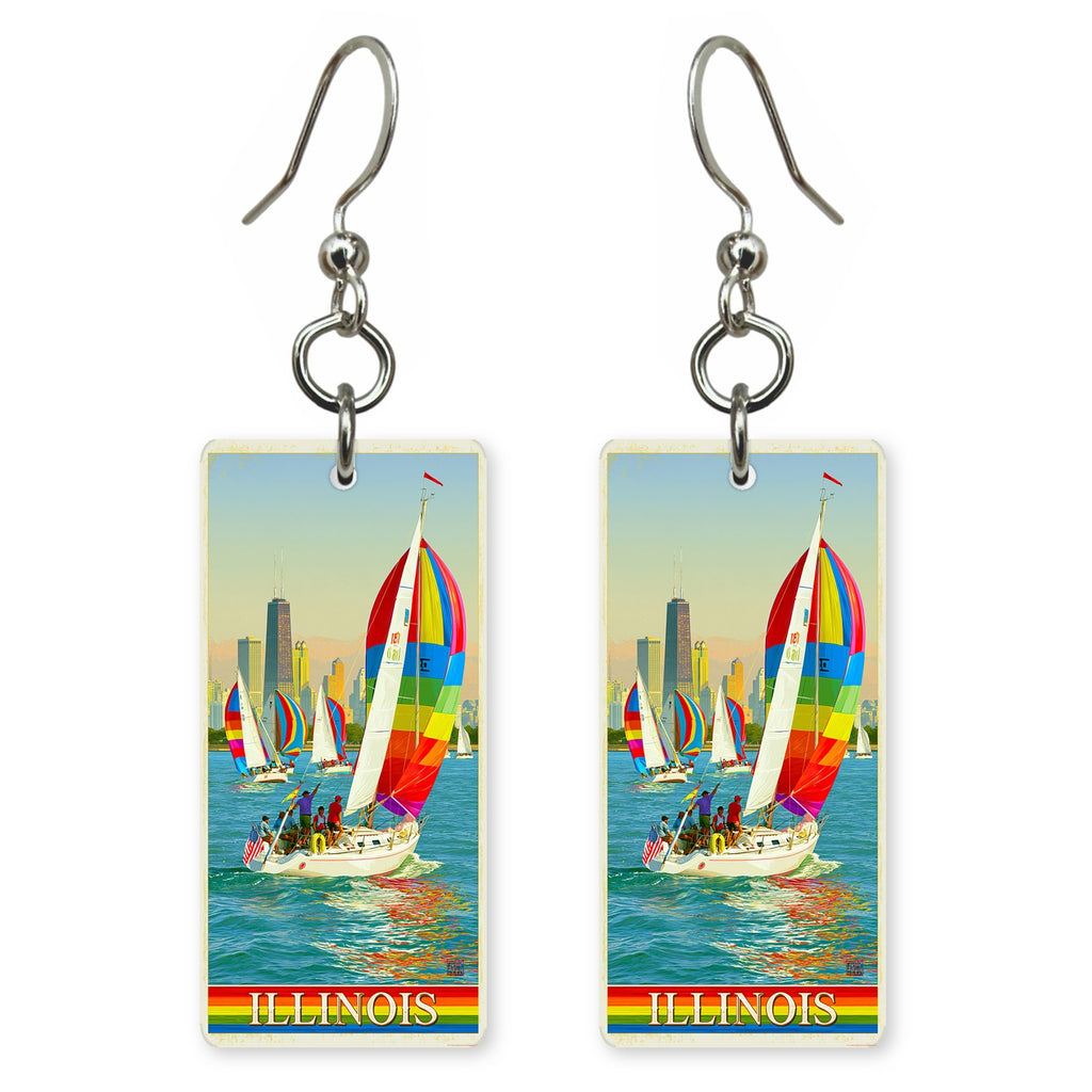 Illinois lake michigan regatta earrings