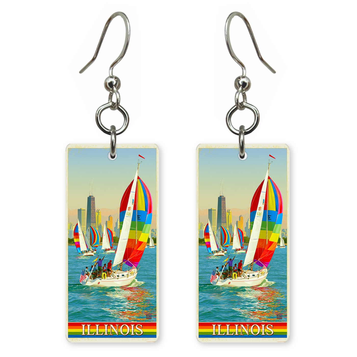 Illinois lake michigan regatta earrings