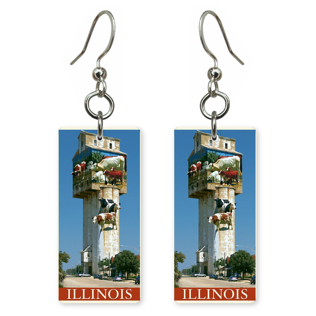 Illinois grain elevator mural i earrings