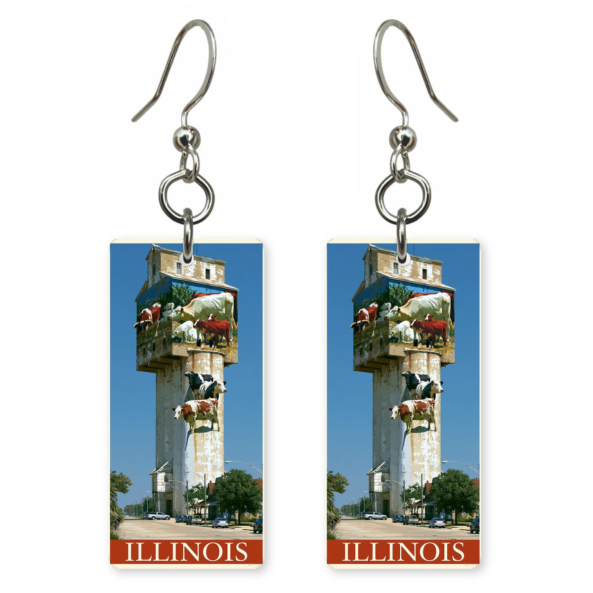 Illinois grain elevator mural i earrings