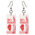 Pink Prairie — She's Choosing earrings, shown as a pair