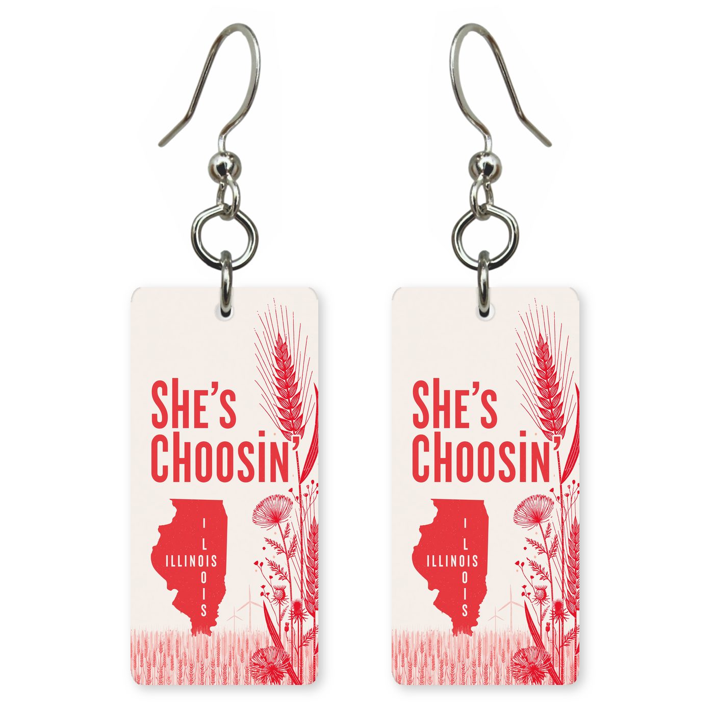 Pink Prairie — She's Choosing earrings, shown as a pair