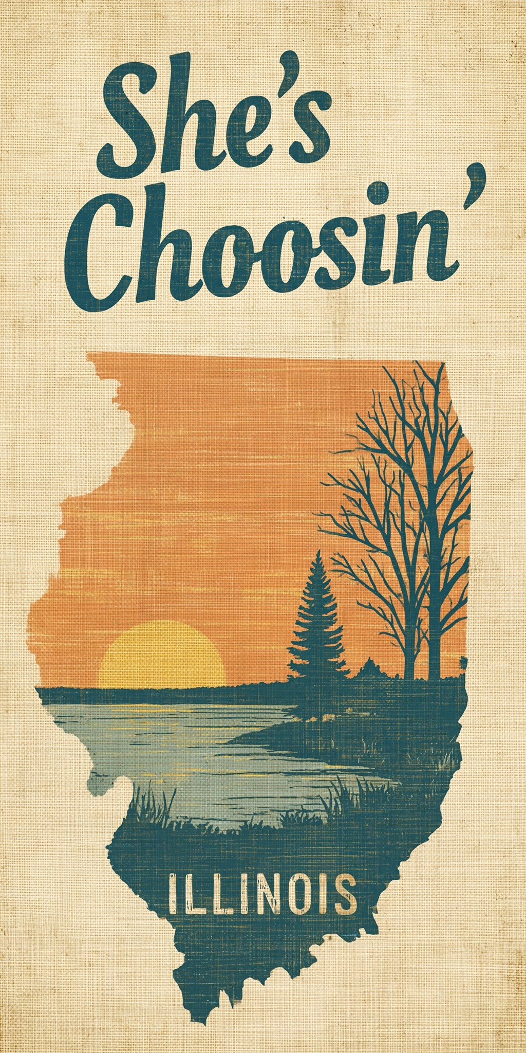 Lake Sunset Silhouette — full design art