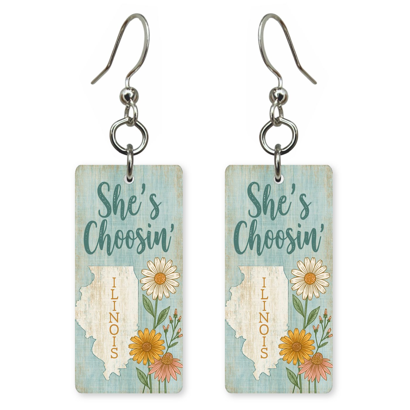 Daisy Silhouette — She's Choosing earrings, shown as a pair