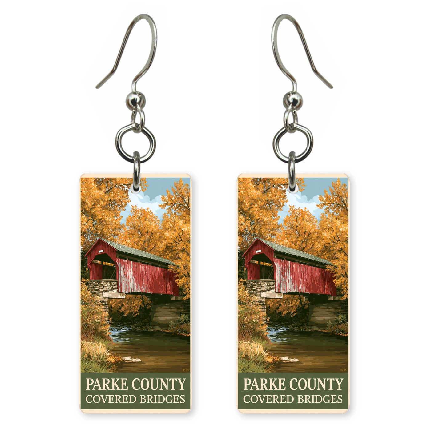 Indiana parke county covered bridge earrings