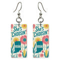 Teal Floral — She's Choosing earrings, shown as a pair