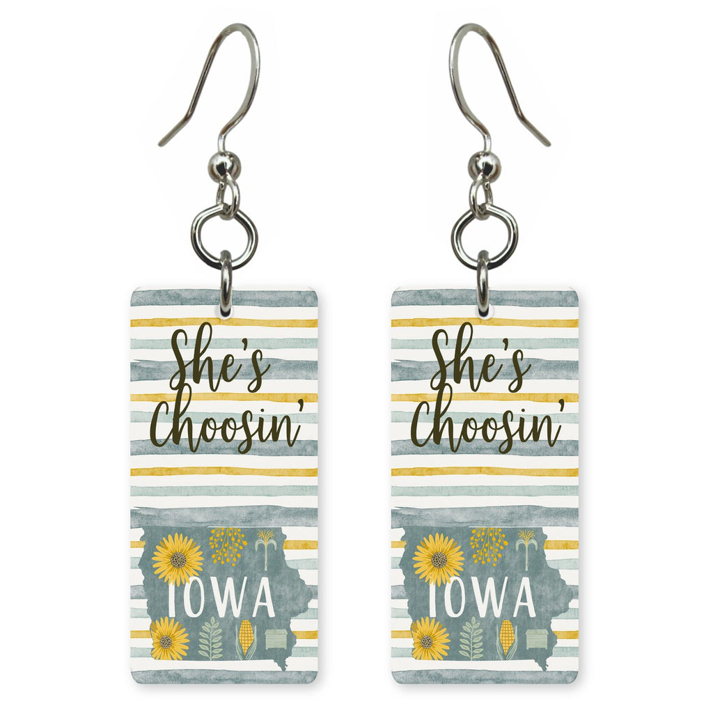 Stripe Sunflower — She's Choosing earrings, shown as a pair
