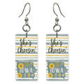 Stripe Sunflower — She's Choosing earrings, shown as a pair