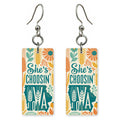 Corn Wheat Teal — She's Choosing earrings, shown as a pair